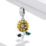 Sonnenblumenanhänger aus 925er Sterlingsilber, DIY-Armband- und Halskettenzubehör, Sonnenblume
