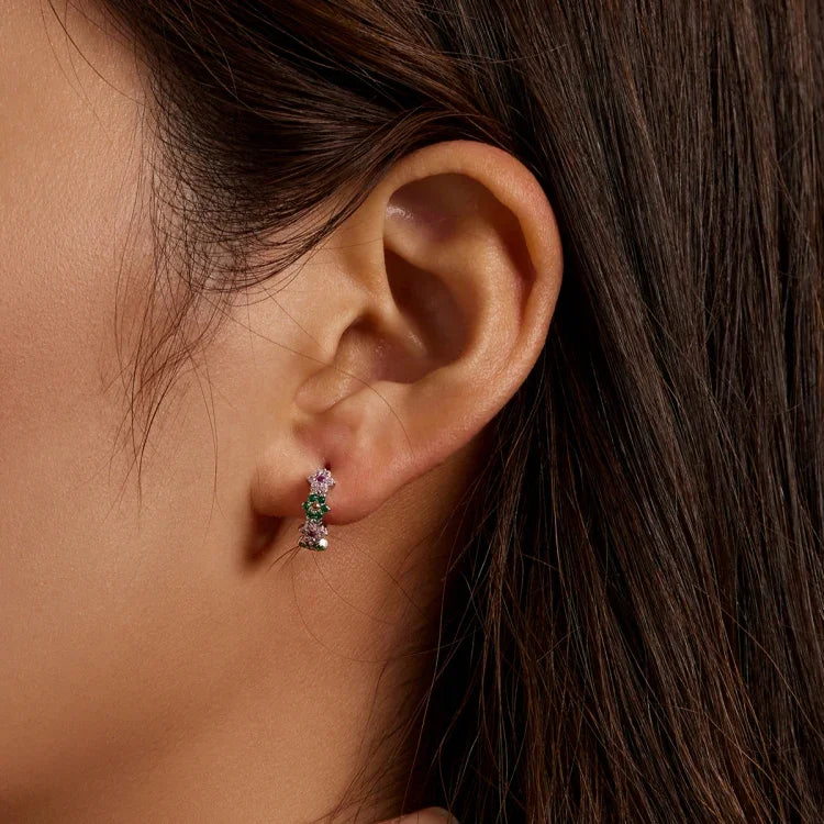 Zarte Ohrringe aus 925er Sterlingsilber mit Blumenmuster für Damen