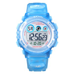 SKMEI 1451 LED Digital Stoppuhr Chronograph Leuchtend Kinder Sport Elektronische Uhr, 1451(Transparent Pink Blau), 1451(Transparent Lila), 1451(Transparent Himmelblau), 1451(Transparent Rosenrot), 1451(Weißes Gehäuse Blaues Zifferblatt)