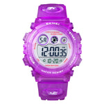 SKMEI 1451 LED Digital Stoppuhr Chronograph Leuchtend Kinder Sport Elektronische Uhr, 1451(Transparent Pink Blau), 1451(Transparent Lila), 1451(Transparent Himmelblau), 1451(Transparent Rosenrot), 1451(Weißes Gehäuse Blaues Zifferblatt)