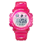 SKMEI 1451 LED Digital Stoppuhr Chronograph Leuchtend Kinder Sport Elektronische Uhr, 1451(Transparent Pink Blau), 1451(Transparent Lila), 1451(Transparent Himmelblau), 1451(Transparent Rosenrot), 1451(Weißes Gehäuse Blaues Zifferblatt)