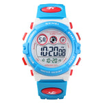 SKMEI 1451 LED Digital Stoppuhr Chronograph Leuchtend Kinder Sport Elektronische Uhr, 1451(Transparent Pink Blau), 1451(Transparent Lila), 1451(Transparent Himmelblau), 1451(Transparent Rosenrot), 1451(Weißes Gehäuse Blaues Zifferblatt)