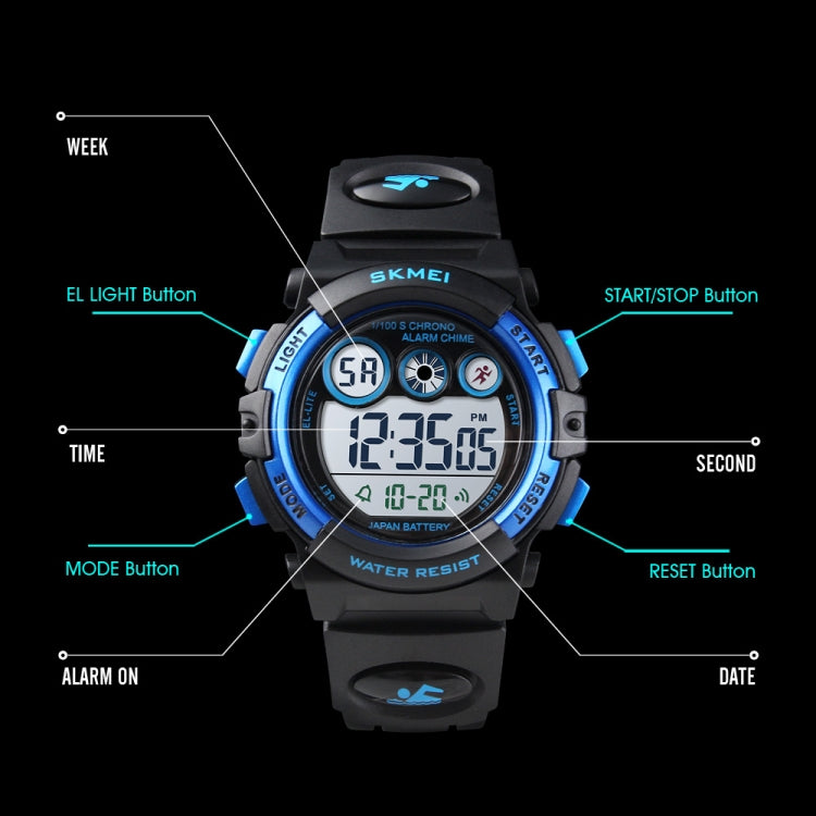 SKMEI 1451 LED Digital Stoppuhr Chronograph Leuchtend Kinder Sport Elektronische Uhr, 1451(Transparent Pink Blau), 1451(Transparent Lila), 1451(Transparent Himmelblau), 1451(Transparent Rosenrot), 1451(Weißes Gehäuse Blaues Zifferblatt)