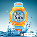 SKMEI 1451 LED Digital Stoppuhr Chronograph Leuchtend Kinder Sport Elektronische Uhr, 1451(Transparent Pink Blau), 1451(Transparent Lila), 1451(Transparent Himmelblau), 1451(Transparent Rosenrot), 1451(Weißes Gehäuse Blaues Zifferblatt)