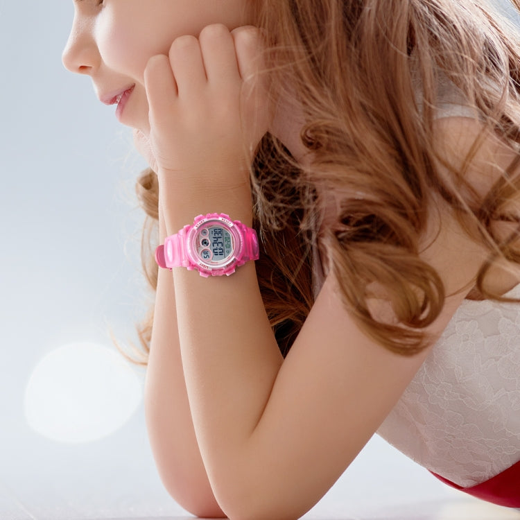 SKMEI 1451 LED Digital Stoppuhr Chronograph Leuchtend Kinder Sport Elektronische Uhr, 1451(Transparent Pink Blau), 1451(Transparent Lila), 1451(Transparent Himmelblau), 1451(Transparent Rosenrot), 1451(Weißes Gehäuse Blaues Zifferblatt)
