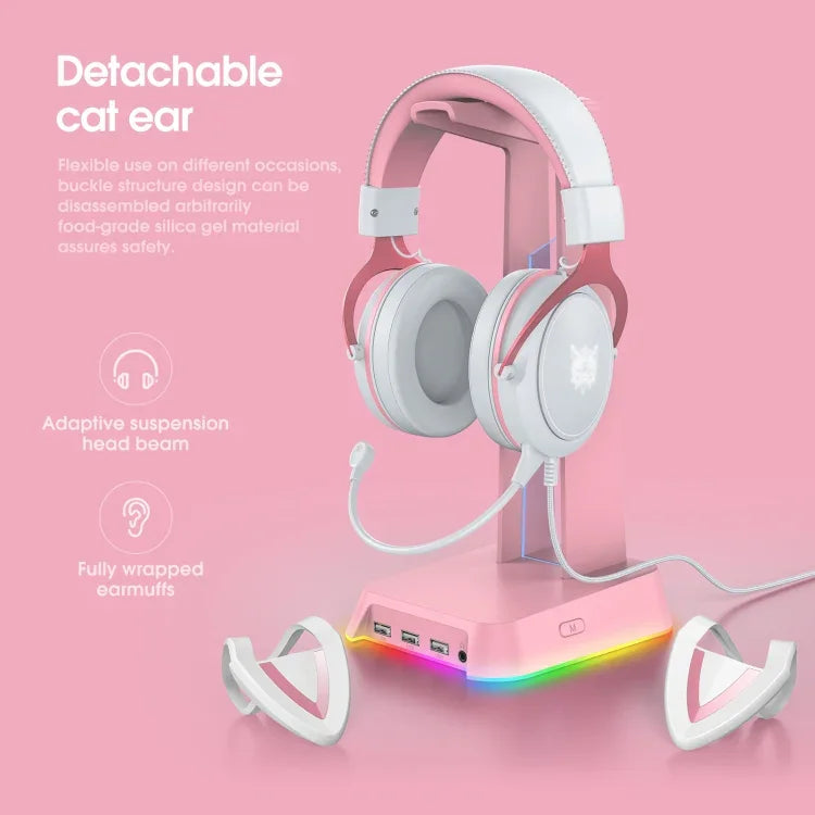 ONIKUMA X10 Auto-Ohr-LED-Leuchten, verstellbares Gaming-Headset mit Mikrofon