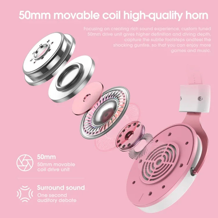 ONIKUMA X10 Auto-Ohr-LED-Leuchten, verstellbares Gaming-Headset mit Mikrofon