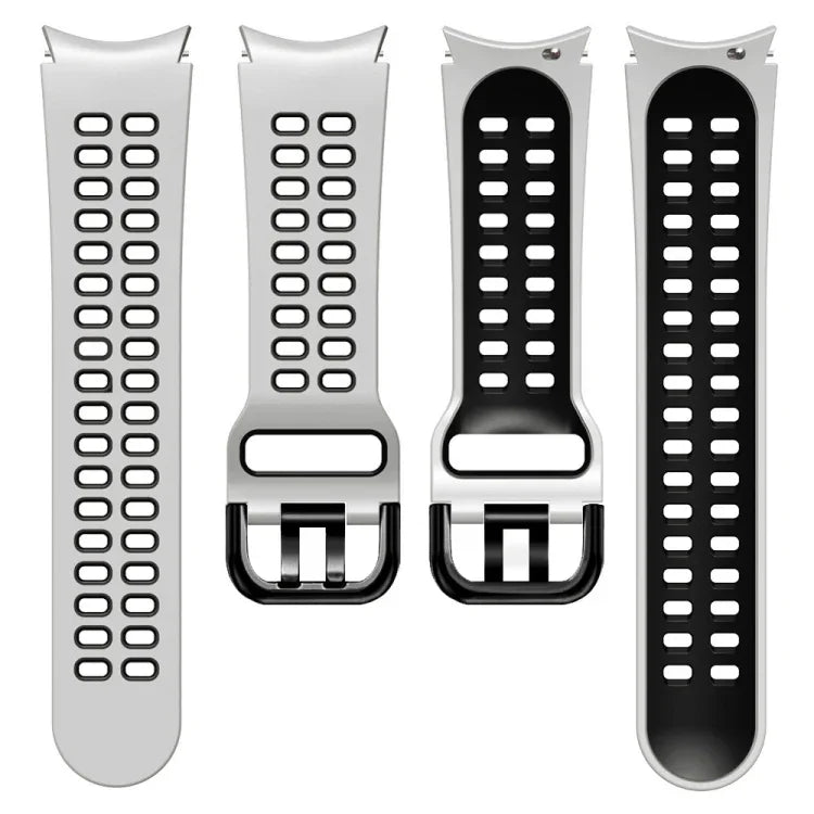 Zweireihiges, zweifarbiges Silikon-Ersatzarmband mit Lochung, passend für Samsung Galaxy Watch4 (40 mm / 44 mm)