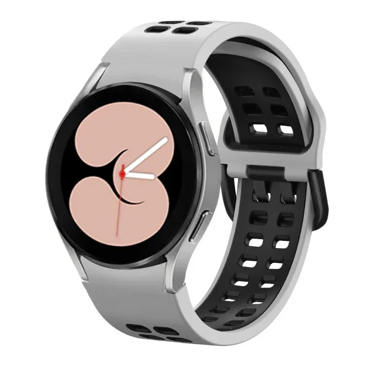 Zweireihiges, zweifarbiges Silikon-Ersatzarmband mit Lochung, passend für Samsung Galaxy Watch4 (40 mm / 44 mm)