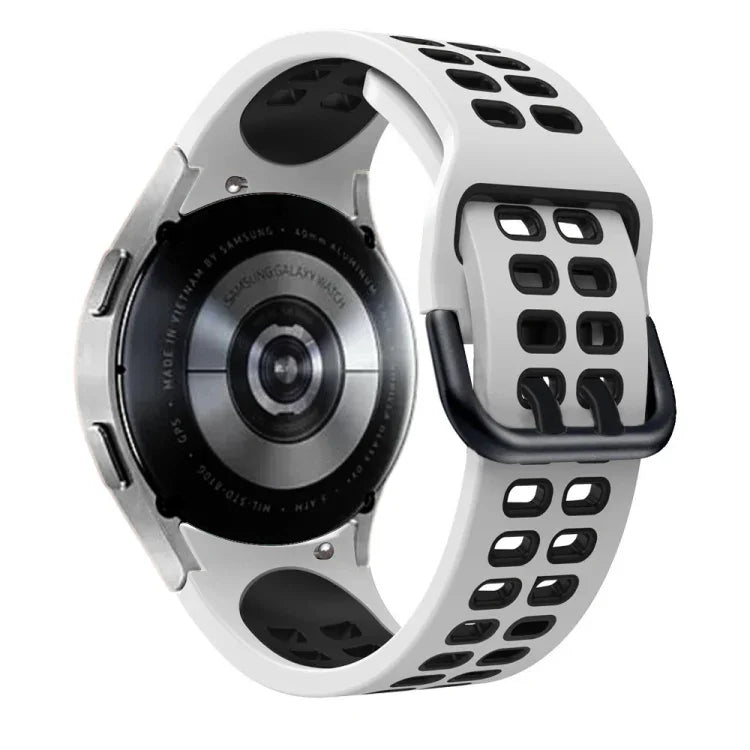 Zweireihiges, zweifarbiges Silikon-Ersatzarmband mit Lochung, passend für Samsung Galaxy Watch4 (40 mm / 44 mm)