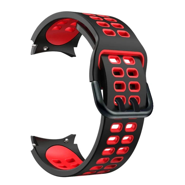 Zweireihiges, zweifarbiges Silikon-Ersatzarmband mit Lochung, passend für Samsung Galaxy Watch4 (40 mm / 44 mm)