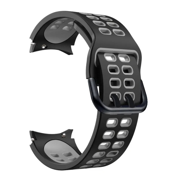 Zweireihiges, zweifarbiges Silikon-Ersatzarmband mit Lochung, passend für Samsung Galaxy Watch4 (40 mm / 44 mm)