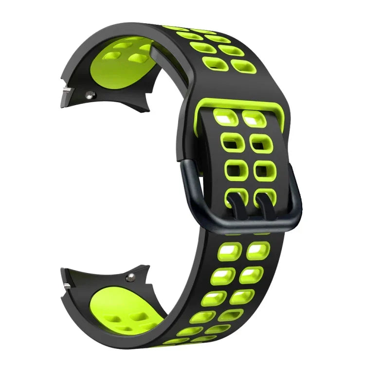 Zweireihiges, zweifarbiges Silikon-Ersatzarmband mit Lochung, passend für Samsung Galaxy Watch4 (40 mm / 44 mm)