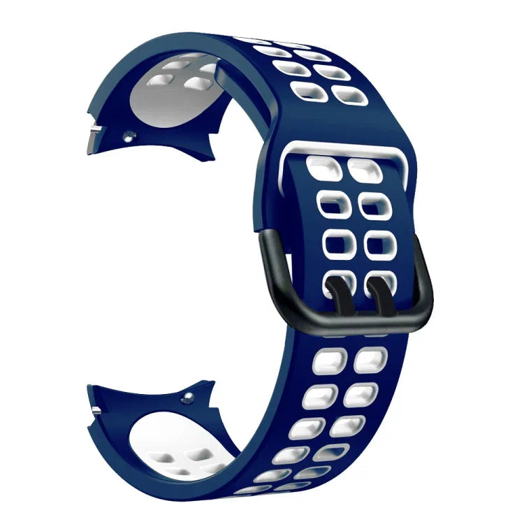Zweireihiges, zweifarbiges Silikon-Ersatzarmband mit Lochung, passend für Samsung Galaxy Watch4 (40 mm / 44 mm)