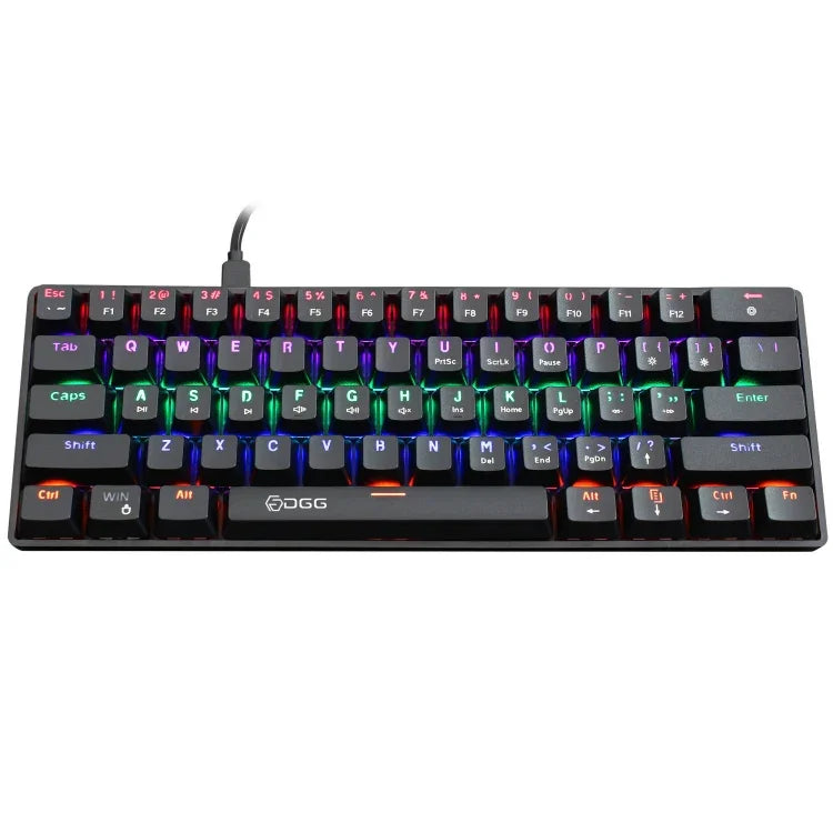 HXSJ V900 Mechanische kabelgebundene Tastatur mit 61 Tasten und coolem Lichteffekt, Schwarz, Weiß