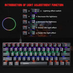 HXSJ V900 Mechanische kabelgebundene Tastatur mit 61 Tasten und coolem Lichteffekt, Schwarz, Weiß