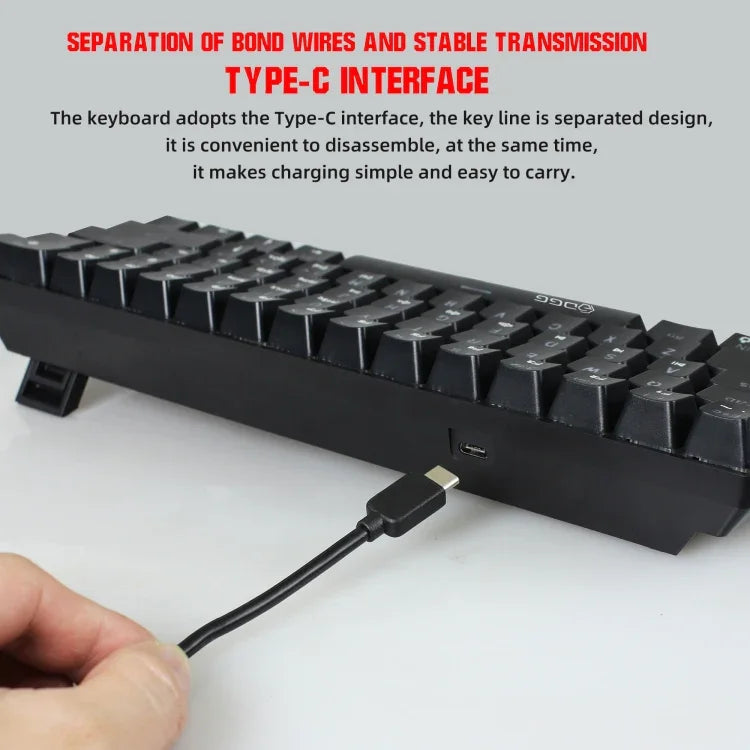 HXSJ V900 Mechanische kabelgebundene Tastatur mit 61 Tasten und coolem Lichteffekt, Schwarz, Weiß