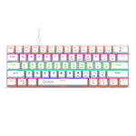 HXSJ V900 Mechanische kabelgebundene Tastatur mit 61 Tasten und coolem Lichteffekt, Schwarz, Weiß