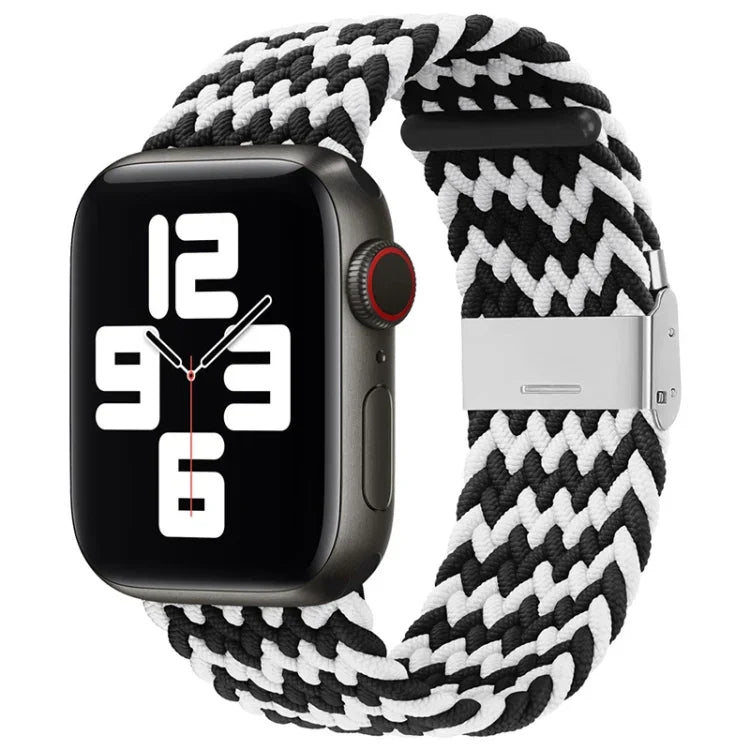 Nylon-Geflecht-Armband mit einer Dornschließe als Ersatz für Apple Watch Series 7 (45 mm), 6, SE, 5, 4 (44 mm) und 3, 2, 1 (42 mm)
