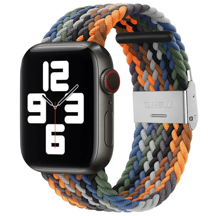 Nylon-Geflecht-Armband mit einer Dornschließe als Ersatz für Apple Watch Series 7 (45 mm), 6, SE, 5, 4 (44 mm) und 3, 2, 1 (42 mm)