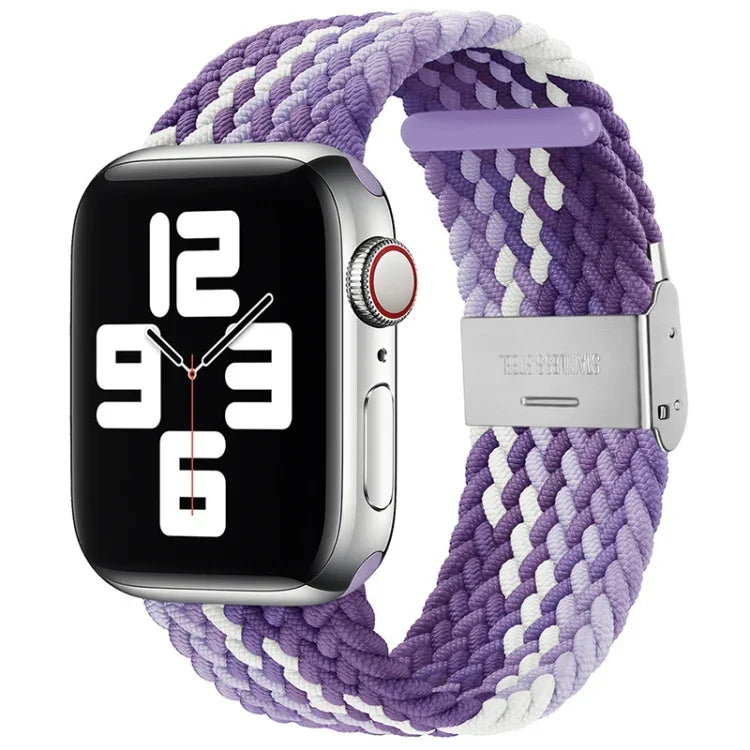 Nylon-Geflecht-Armband mit einer Dornschließe als Ersatz für Apple Watch Series 7 (45 mm), 6, SE, 5, 4 (44 mm) und 3, 2, 1 (42 mm)