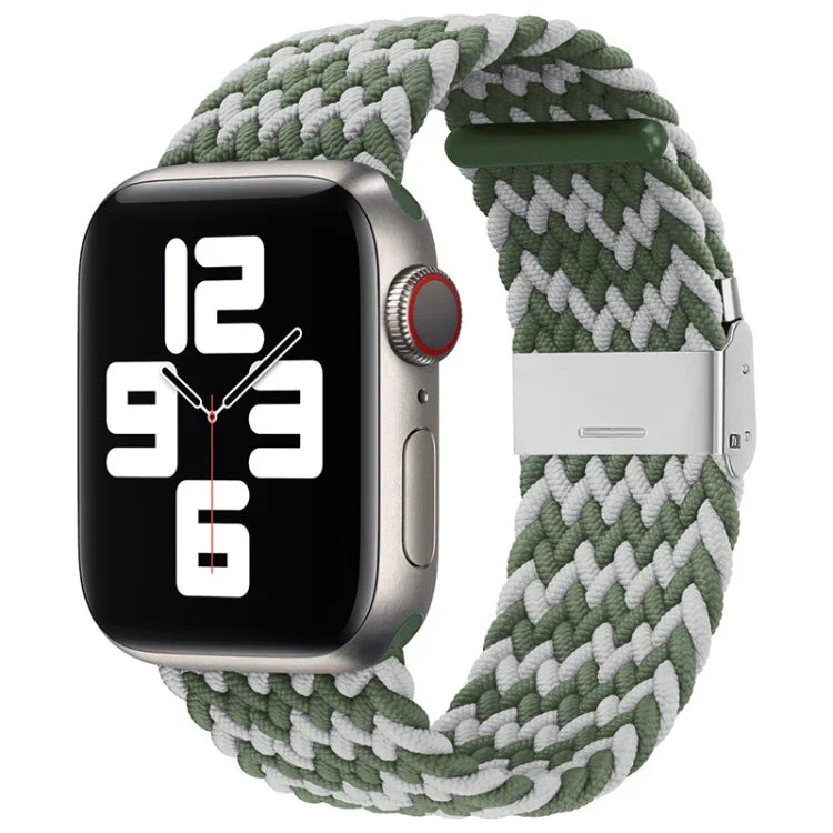 Nylon-Geflecht-Armband mit einer Dornschließe als Ersatz für Apple Watch Series 7 (45 mm), 6, SE, 5, 4 (44 mm) und 3, 2, 1 (42 mm)