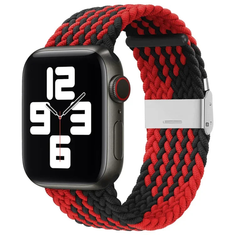 Nylon-Geflecht-Armband mit einer Dornschließe als Ersatz für Apple Watch Series 7 (45 mm), 6, SE, 5, 4 (44 mm) und 3, 2, 1 (42 mm)