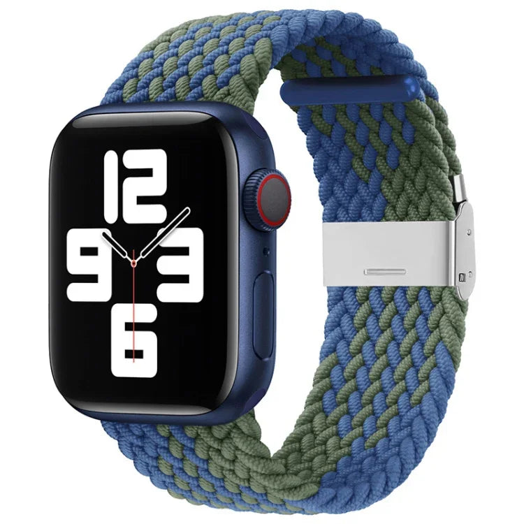 Nylon-Geflecht-Armband mit einer Dornschließe als Ersatz für Apple Watch Series 7 (45 mm), 6, SE, 5, 4 (44 mm) und 3, 2, 1 (42 mm)