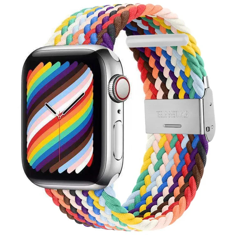 Nylon-Geflecht-Armband mit einer Dornschließe als Ersatz für Apple Watch Series 7 (45 mm), 6, SE, 5, 4 (44 mm) und 3, 2, 1 (42 mm)