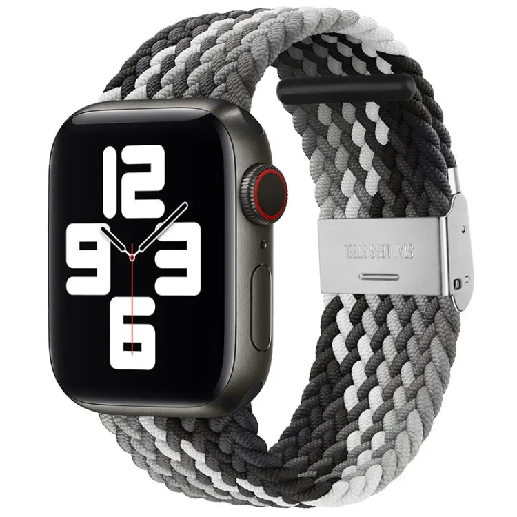 Nylon-Geflecht-Armband mit einer Dornschließe als Ersatz für Apple Watch Series 7 (45 mm), 6, SE, 5, 4 (44 mm) und 3, 2, 1 (42 mm)