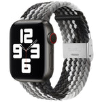 Nylon-Geflecht-Armband mit einer Dornschließe als Ersatz für Apple Watch Series 7 (45 mm), 6, SE, 5, 4 (44 mm) und 3, 2, 1 (42 mm)