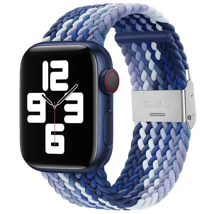 Nylon-Geflecht-Armband mit einer Dornschließe als Ersatz für Apple Watch Series 7 (45 mm), 6, SE, 5, 4 (44 mm) und 3, 2, 1 (42 mm)