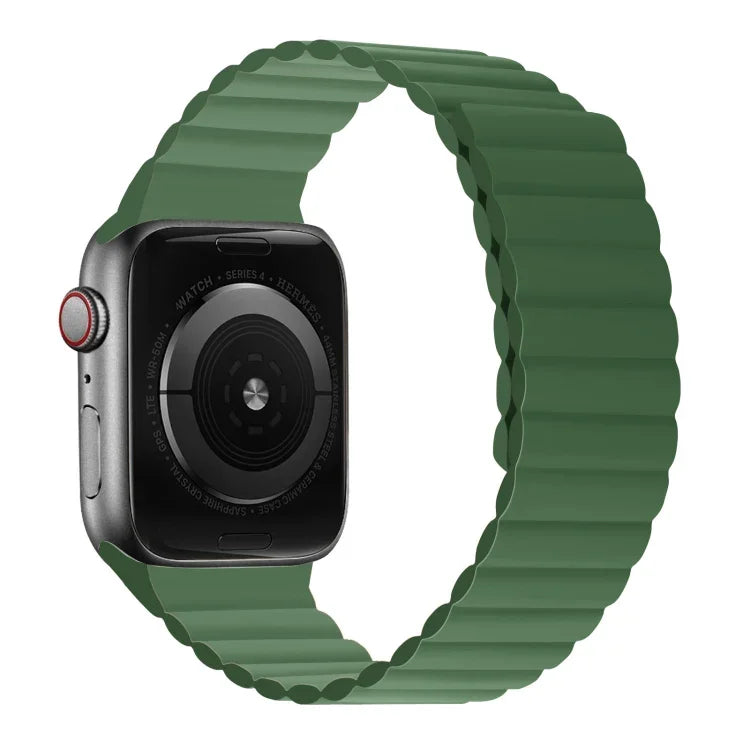 Silicone Magnetic Integrated Long Strap Watchband For Apple Watch Series, 7 41mm / 6&SE&5&4 40mm / 3&2&1 38mm, 7 45mm / 6&SE&5&4 44mm / 3&2&1 42mm