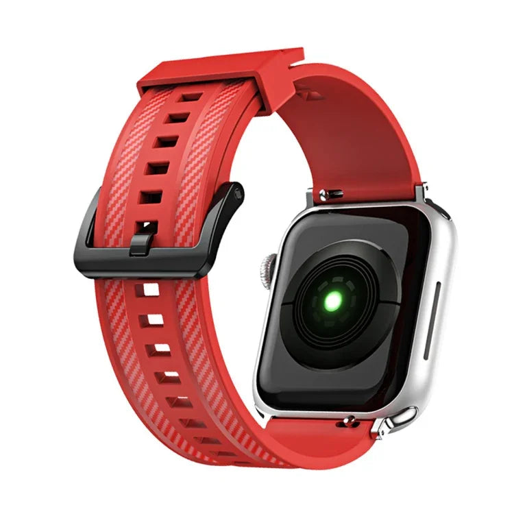 Ersatzarmband mit Carbonfaser-Textur für Apple Watch Series 7 (41 mm), 6, SE, 5 und 4 (40 mm), 3, 2 und 1 (38 mm), 7 (45 mm), 6, SE, 5 und 4 (44 mm) sowie 3, 2 und 1 (42 mm)