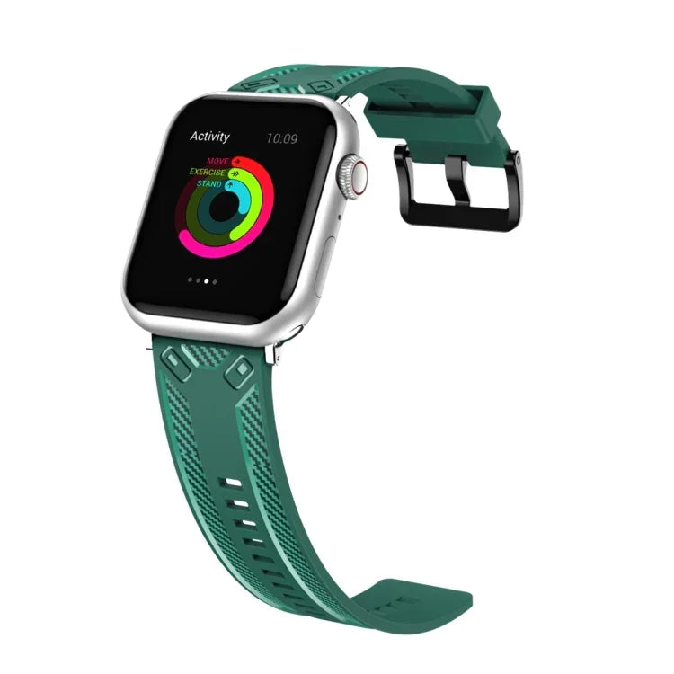 Carbon Fiber Texture Replacement Watchband For Apple Watch Series, 7 41mm / 6&SE&5&4 40mm / 3&2&1 38mm, 7 45mm / 6&SE&5&4 44mm / 3&2&1 42mm