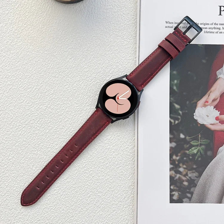 Crazy Horse Texture Frosted Leather Strap Watchband, 20mm, 22mm