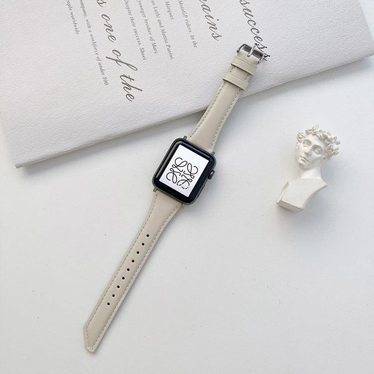 Knife Tail Shaped Cowhide Replacement Watchband For Apple Watch Series, 7 45mm / 6&SE&5&4 44mm / 3&2&1 42mm, 7 41mm / 6&SE&5&4 40mm / 3&2&1 38mm