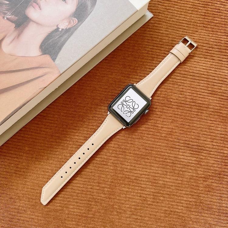 Knife Tail Shaped Cowhide Replacement Watchband For Apple Watch Series, 7 45mm / 6&SE&5&4 44mm / 3&2&1 42mm, 7 41mm / 6&SE&5&4 40mm / 3&2&1 38mm