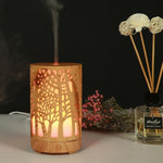 200ml Ausgehöhlter Waldmuster Holz Ätherischer Öl Aromatherapie Gerät Ultraschall Luftbefeuchter, USB, AU-Stecker, UK-Stecker, US-Stecker