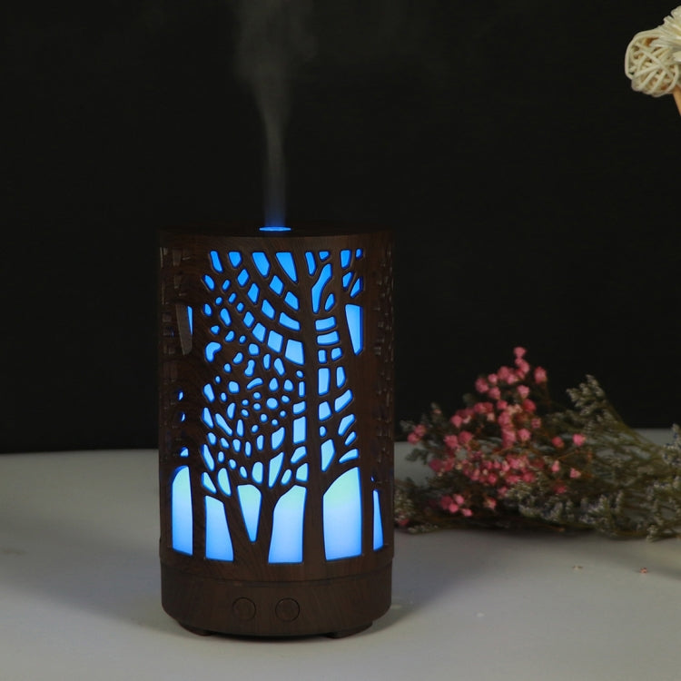 200ml Ausgehöhlter Waldmuster Holz Ätherischer Öl Aromatherapie Gerät Ultraschall Luftbefeuchter, USB, AU-Stecker, UK-Stecker, US-Stecker