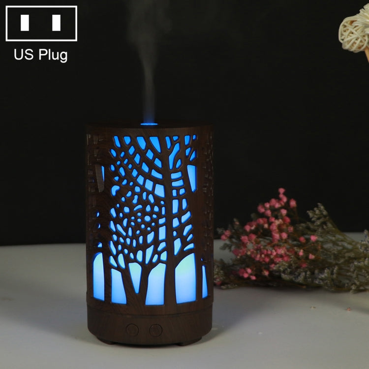 200ml Ausgehöhlter Waldmuster Holz Ätherischer Öl Aromatherapie Gerät Ultraschall Luftbefeuchter, USB, AU-Stecker, UK-Stecker, US-Stecker