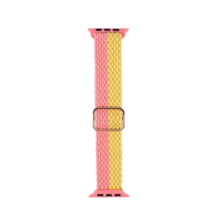 Adjustable Striped Woven Nylon Strap Watchband For Apple Watch Series, 7 41mm / 6&SE&5&4 40mm / 3&2&1 38mm, 7 45mm / 6&SE&5&4 44mm / 3&2&1 42mm