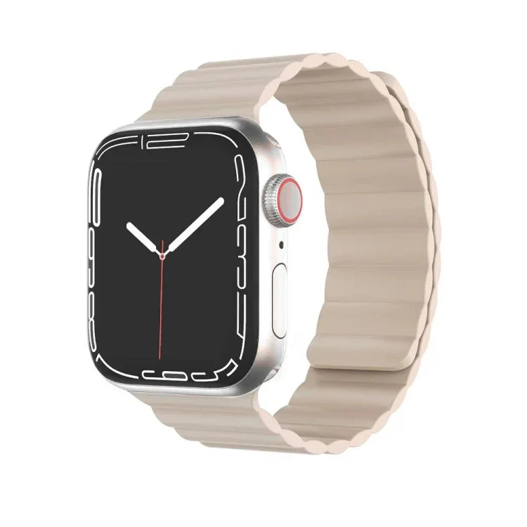 Magnetisches Armband aus flüssigem Silikon für Apple Watch Series 7 (41 mm), 6, SE, 5, 4 (40 mm), 3, 2, 1 (38 mm), 7 (45 mm), 6, SE, 5, 4 (44 mm) und 3, 2, 1 (42 mm)