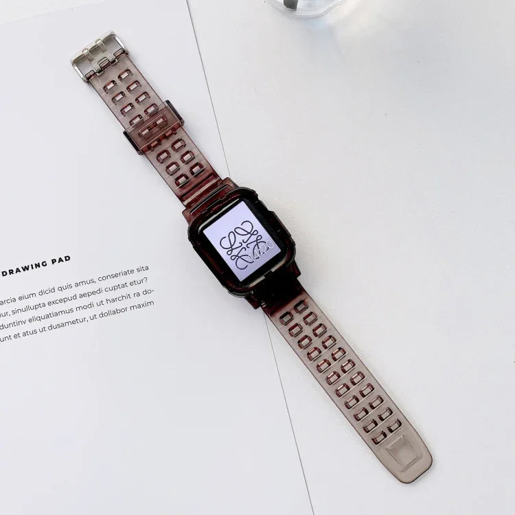 Jelly Gradient Transparent TPU Strap Watchband For Apple Watch Series, 7 41mm / 6&SE&5&4 40mm / 3&2&1 38mm, 7 45mm / 6&SE&5&4 44mm / 3&2&1 42mm