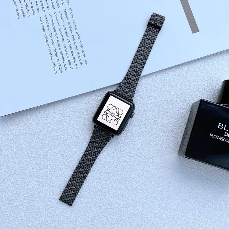 Schmale Carbonfaser-Armbanduhr für Apple Watch Series 7 (41 mm), 6, SE, 5 und 4 (40 mm) sowie 3, 2 und 1 (38 mm)