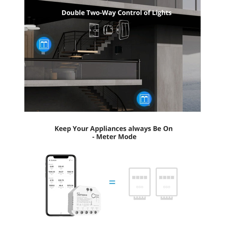 Sonoff DUALR3 Dual-Wege Steuerung WiFi Smart Schaltmodul, DUALR3