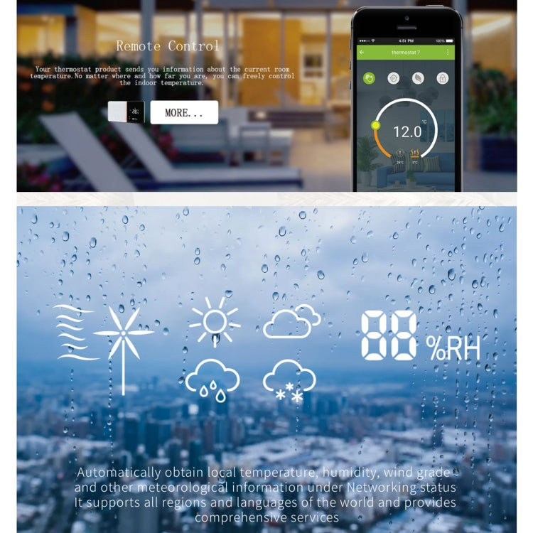BHT-005-GC 220V AC 3A Smart Home Heizungs-Thermostat für EU Box, Steuerung der Kesselheizung nur mit internem Sensor, BHT-005-GC