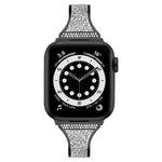 Diamantbesetztes Lederarmband für Apple Watch Series 7 (41 mm), 6, SE, 5 und 4 (40 mm), 3, 2 und 1 (38 mm), 7 (45 mm), 6, SE, 5 und 4 (44 mm) sowie 3, 2 und 1 (42 mm)