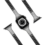 Diamantbesetztes Lederarmband für Apple Watch Series 7 (41 mm), 6, SE, 5 und 4 (40 mm), 3, 2 und 1 (38 mm), 7 (45 mm), 6, SE, 5 und 4 (44 mm) sowie 3, 2 und 1 (42 mm)