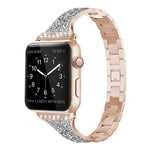 Diamantbesetztes Lederarmband für Apple Watch Series 7 (41 mm), 6, SE, 5 und 4 (40 mm), 3, 2 und 1 (38 mm), 7 (45 mm), 6, SE, 5 und 4 (44 mm) sowie 3, 2 und 1 (42 mm)